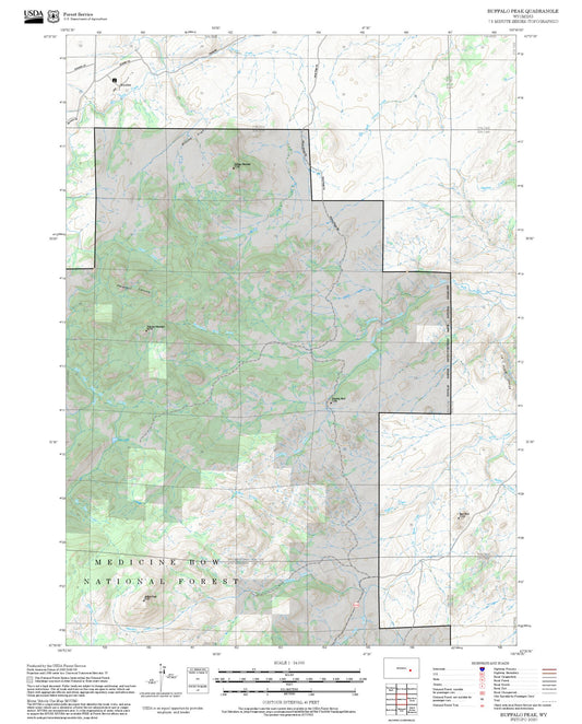 2025 Forest Service Topo Map of Buffalo Peak Wyoming