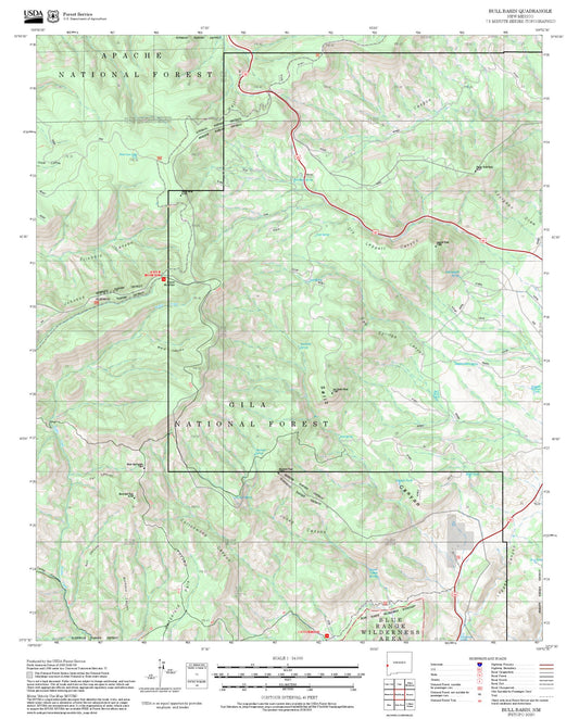 2025 Forest Service Topo Map of Bull Basin New Mexico