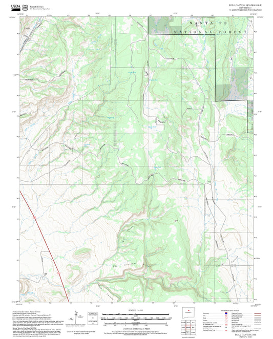 2025 Forest Service Topo Map of Bull Canyon New Mexico