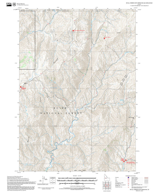 2025 Forest Service Topo Map of Bull Creek Hot Springs Idaho