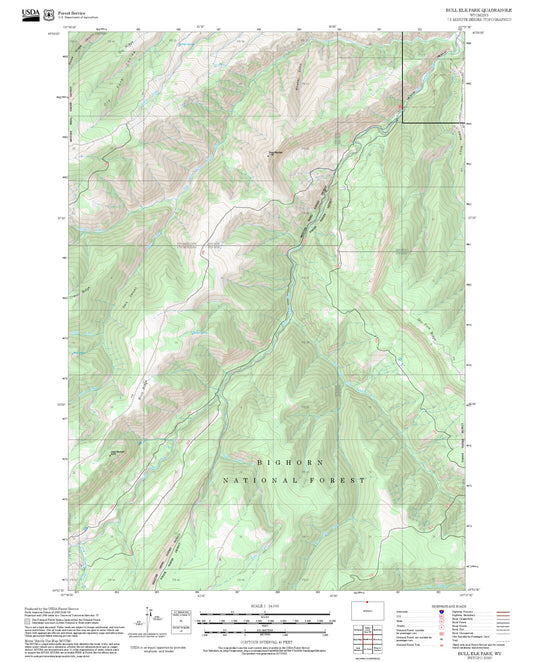 2025 Forest Service Topo Map of Bull Elk Park Wyoming
