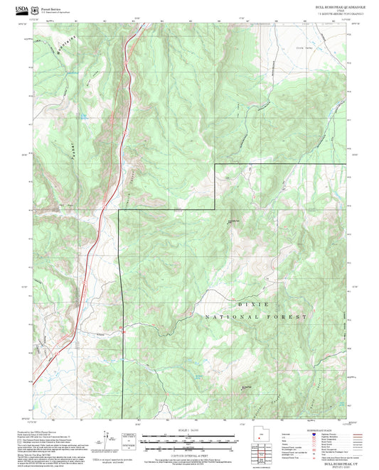 2025 Forest Service Topo Map of Bull Rush Peak Utah