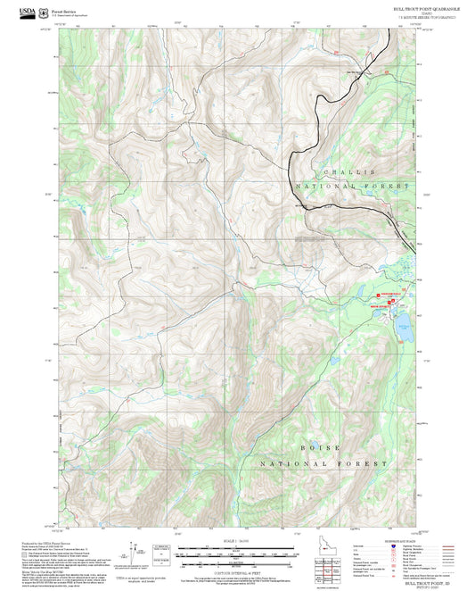 2025 Forest Service Topo Map of Bull Trout Point Idaho