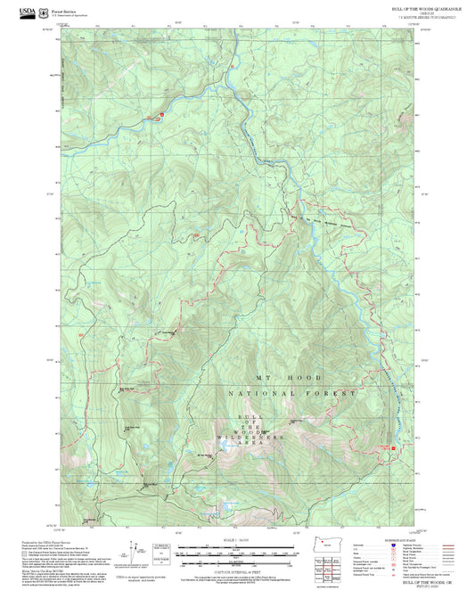 2025 Forest Service Topo Map of Bull of the Woods Oregon
