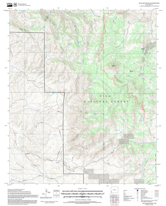 2025 Forest Service Topo Map of Bullard Peak New Mexico
