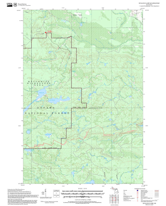 2025 Forest Service Topo Map of Bulldog Lake Michigan