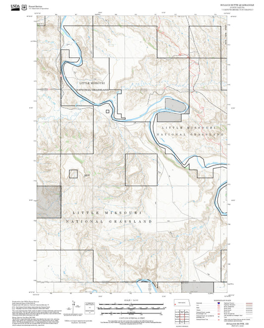 2025 Forest Service Topo Map of Bullion Butte North Dakota