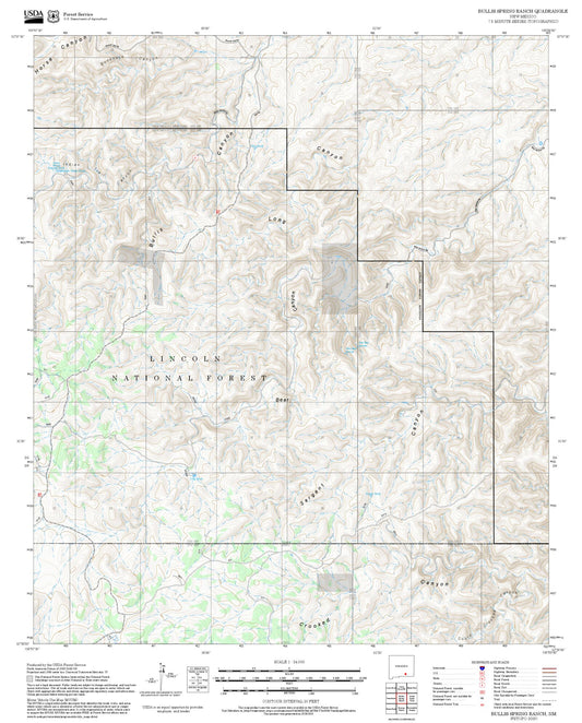 2025 Forest Service Topo Map of Bullis Spring Ranch New Mexico