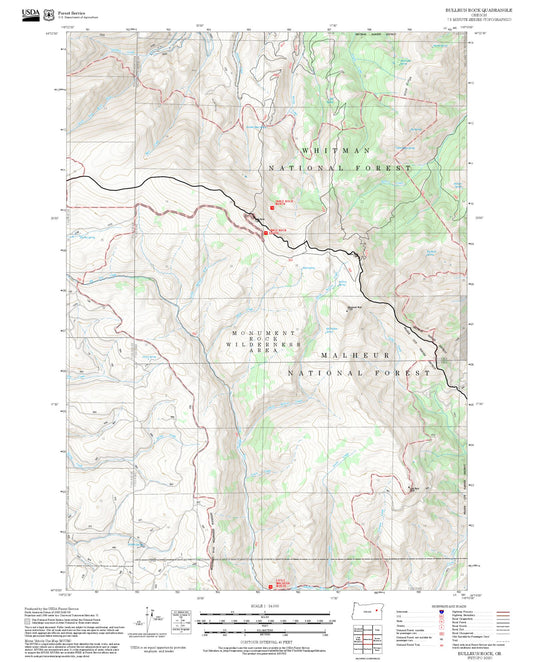 2025 Forest Service Topo Map of Bullrun Rock Oregon