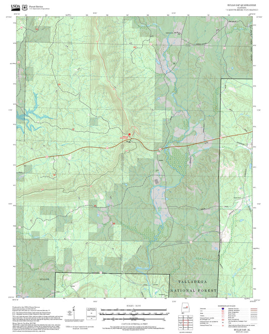 2025 Forest Service Topo Map of Bulls Gap Alabama
