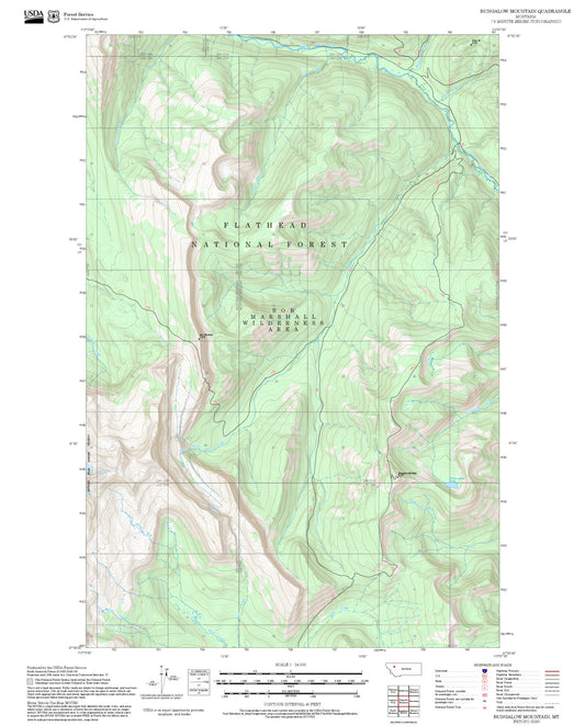 2025 Forest Service Topo Map of Bungalow Mountain Montana