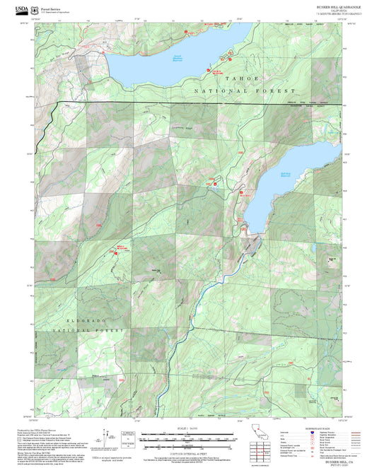2025 Forest Service Topo Map of Bunker Hill California