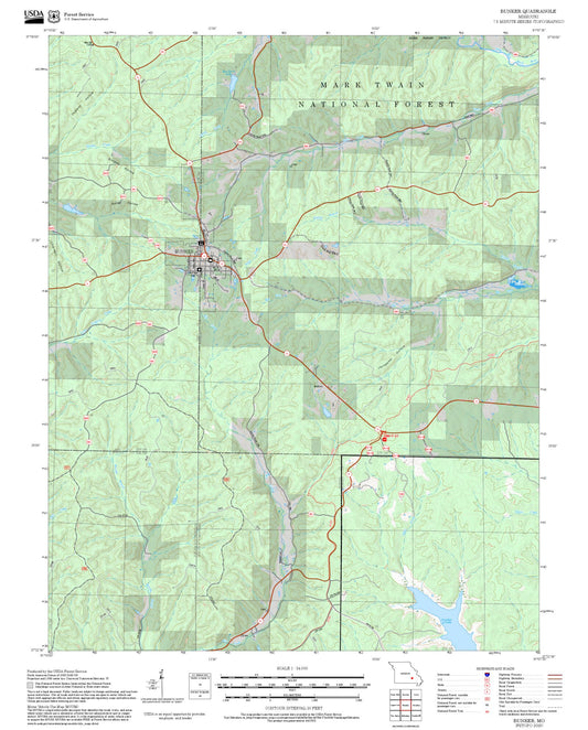 2025 Forest Service Topo Map of Bunker Missouri
