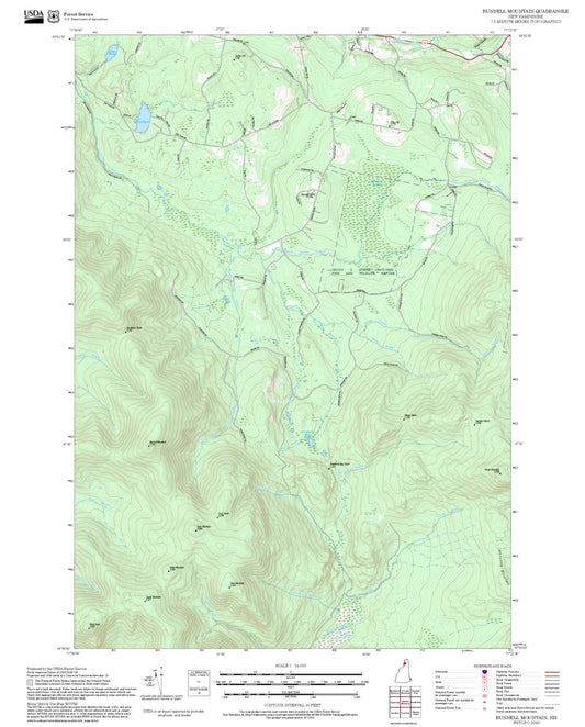 2025 Forest Service Topo Map of Bunnell Mountain New Hampshire