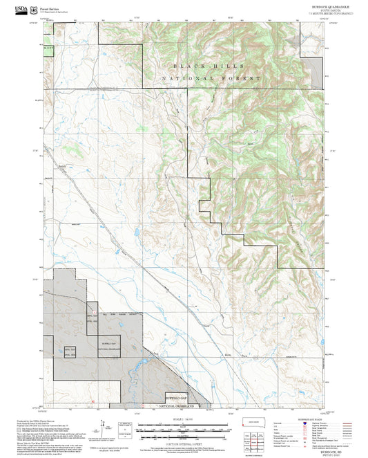 2025 Forest Service Topo Map of Burdock South Dakota