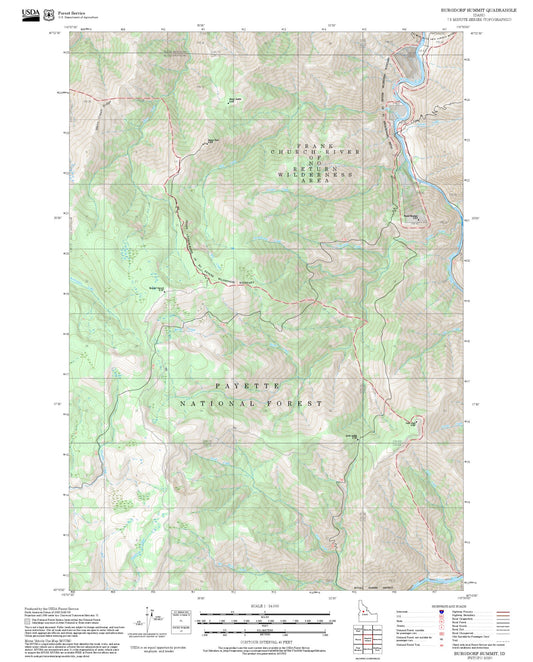 2025 Forest Service Topo Map of Burgdorf Summit Idaho