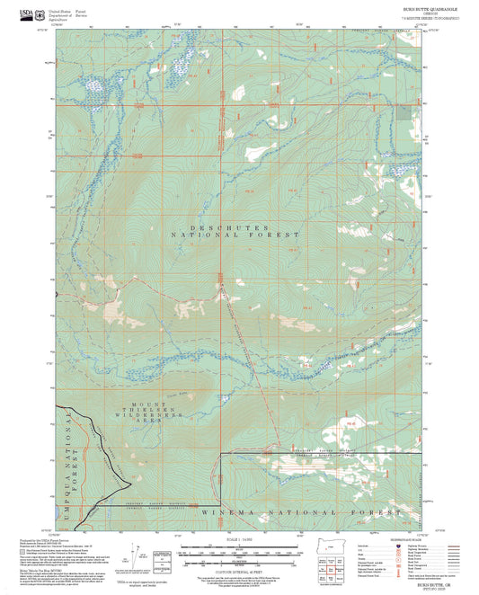 2025 Forest Service Topo Map of Burn Butte Oregon