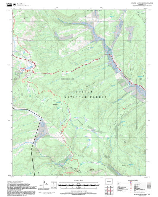 2025 Forest Service Topo Map of Burned Mountain New Mexico