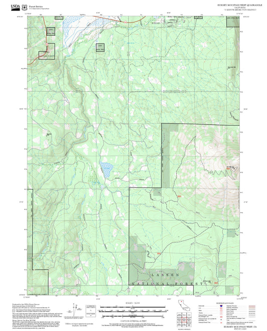 2025 Forest Service Topo Map of Burney Mountain West California