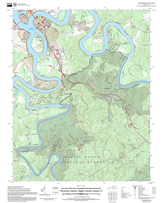 2025 Forest Service Topo Map of Burnside Kentucky