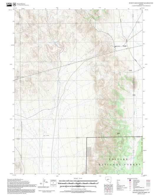 2025 Forest Service Topo Map of Burnt Cabin Summit Nevada