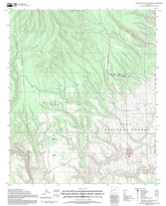 2025 Forest Service Topo Map of Burnt Corral Canyon New Mexico