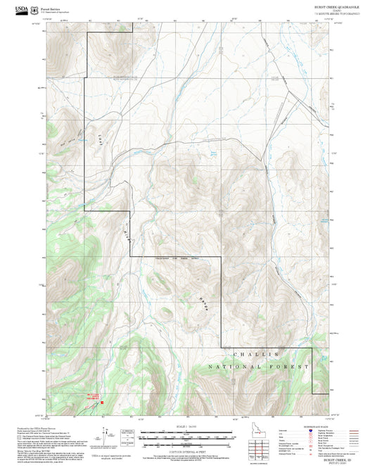 2025 Forest Service Topo Map of Burnt Creek Idaho