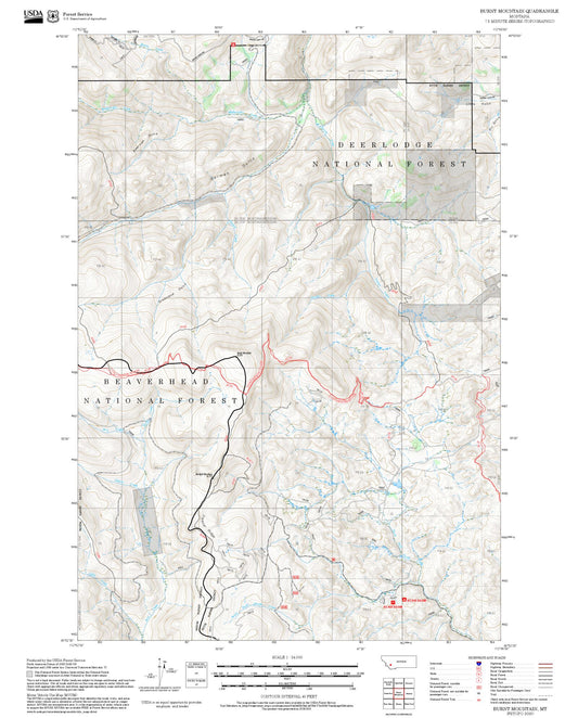 2025 Forest Service Topo Map of Burnt Mountain Montana