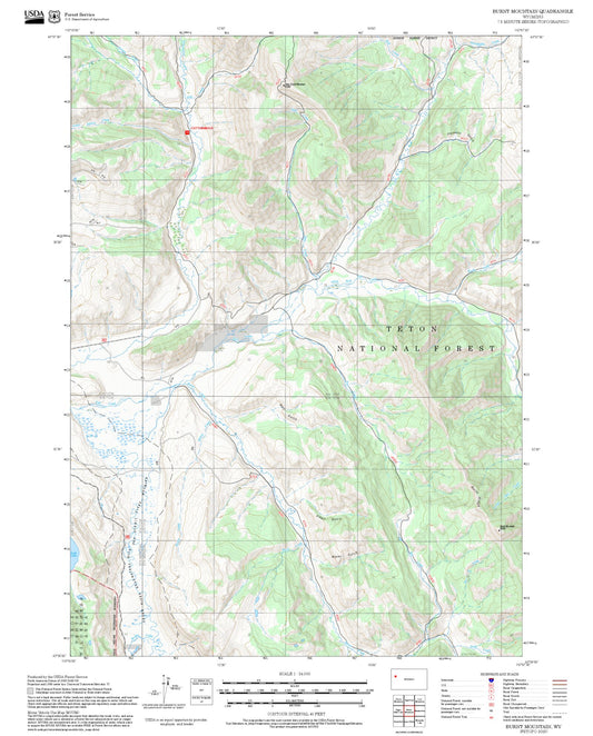 2025 Forest Service Topo Map of Burnt Mountain Wyoming