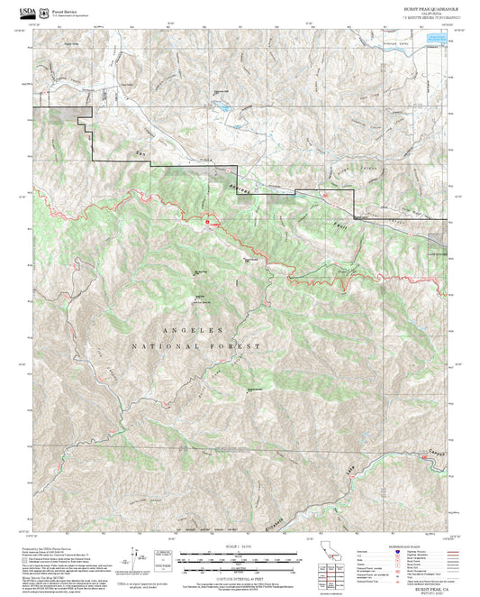 2025 Forest Service Topo Map of Burnt Peak California