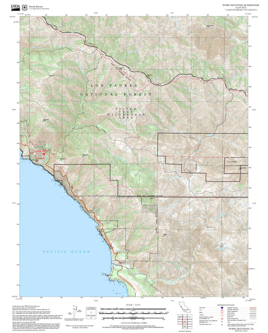 2025 Forest Service Topo Map of Burro Mountain California