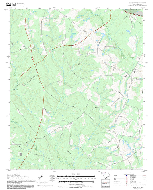 2025 Forest Service Topo Map of Bush River South Carolina