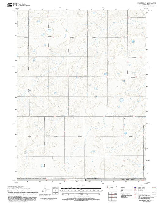 2025 Forest Service Topo Map of Bushnell SW Nebraska