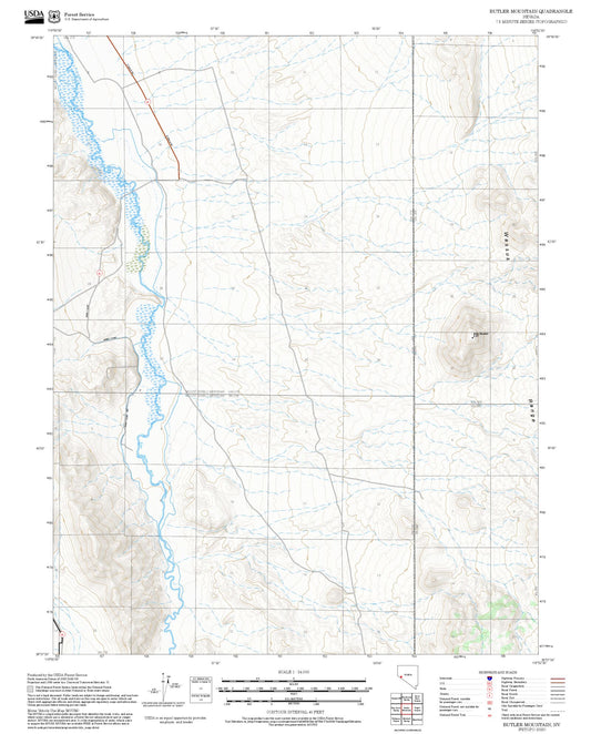 2025 Forest Service Topo Map of Butler Mountain Nevada