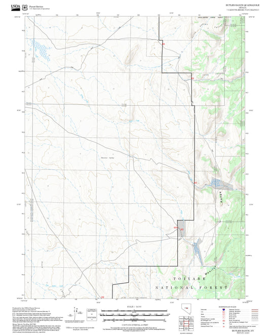 2025 Forest Service Topo Map of Butler Ranch Nevada