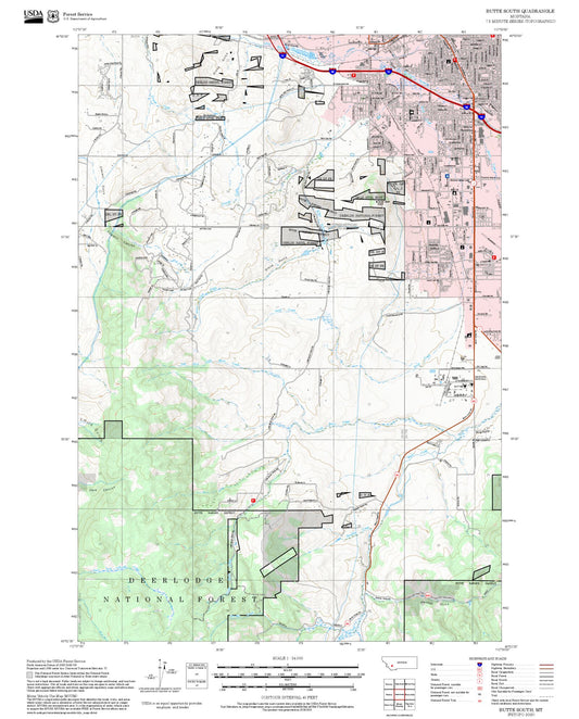 2025 Forest Service Topo Map of Butte South Montana
