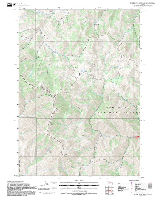 2025 Forest Service Topo Map of Buttercup Mountain Idaho
