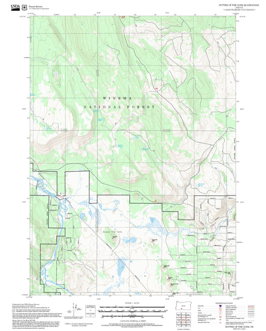 2025 Forest Service Topo Map of Buttes of the Gods Oregon