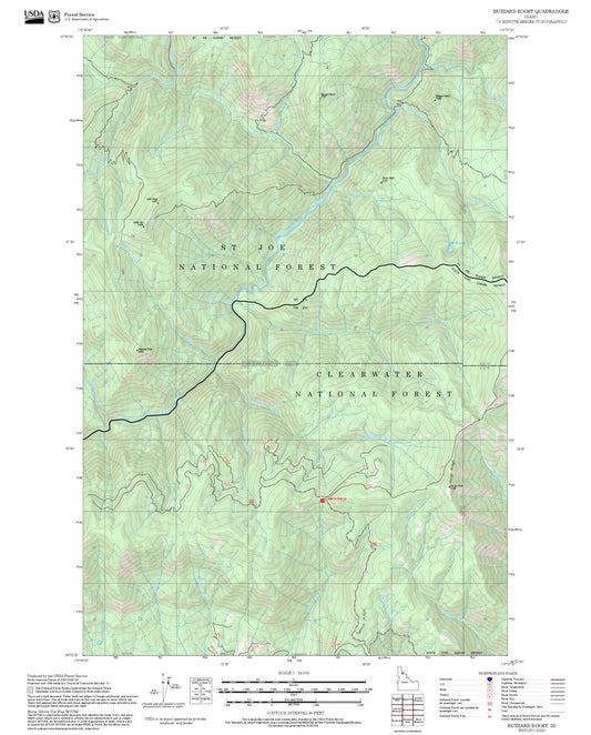 2025 Forest Service Topo Map of Buzzard Roost Idaho
