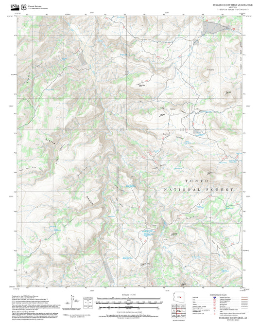 2025 Forest Service Topo Map of Buzzard Roost Mesa Arizona