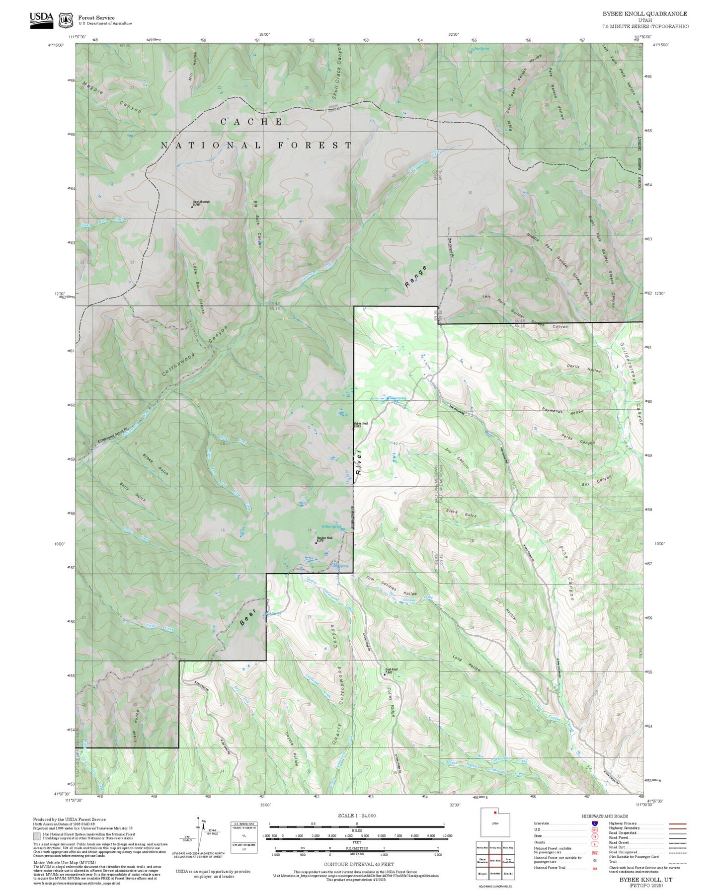2025 Forest Service Topo Map of Bybee Knoll Utah