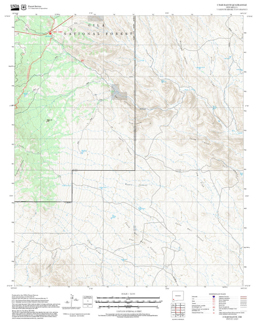 2025 Forest Service Topo Map of C Bar Ranch New Mexico
