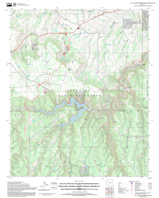 2025 Forest Service Topo Map of C C Cragin Reservoir Arizona