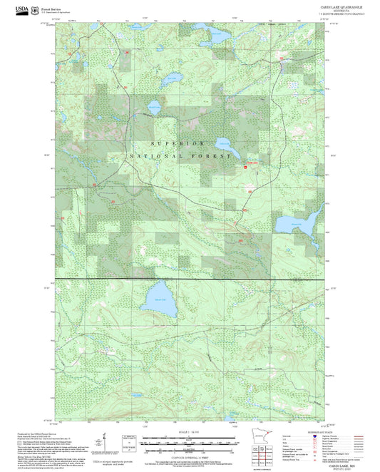 2025 Forest Service Topo Map of Cabin Lake Minnesota
