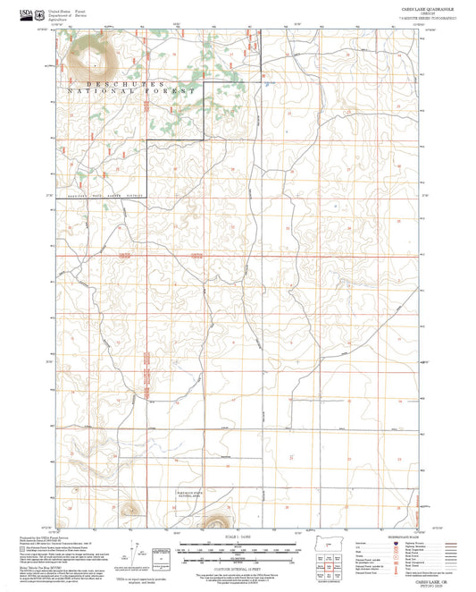 2025 Forest Service Topo Map of Cabin Lake Oregon