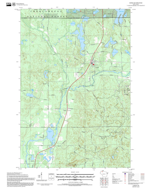 2025 Forest Service Topo Map of Cable Wisconsin