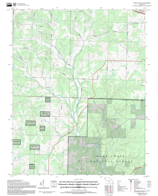 2025 Forest Service Topo Map of Cabool SW Missouri