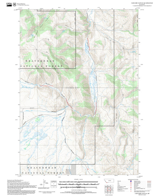 2025 Forest Service Topo Map of Caboose Canyon Montana