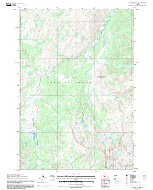 2025 Forest Service Topo Map of Cache Creek Idaho