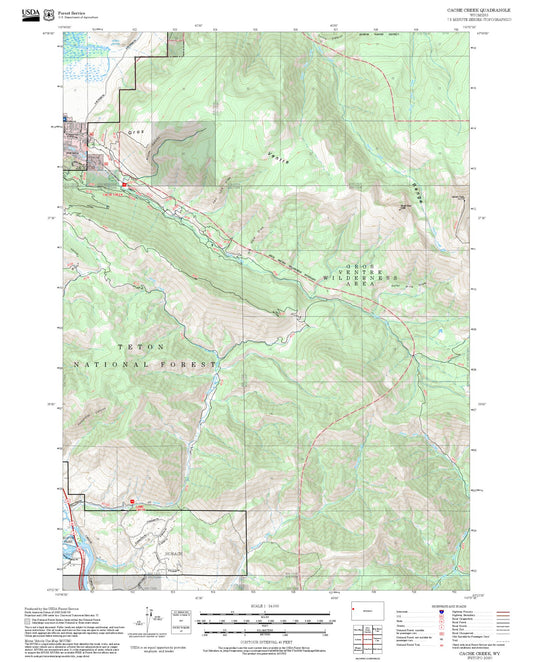 2025 Forest Service Topo Map of Cache Creek Wyoming